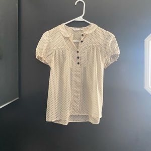 Vintage TopShop UK size 4 Cream polka dot blouse